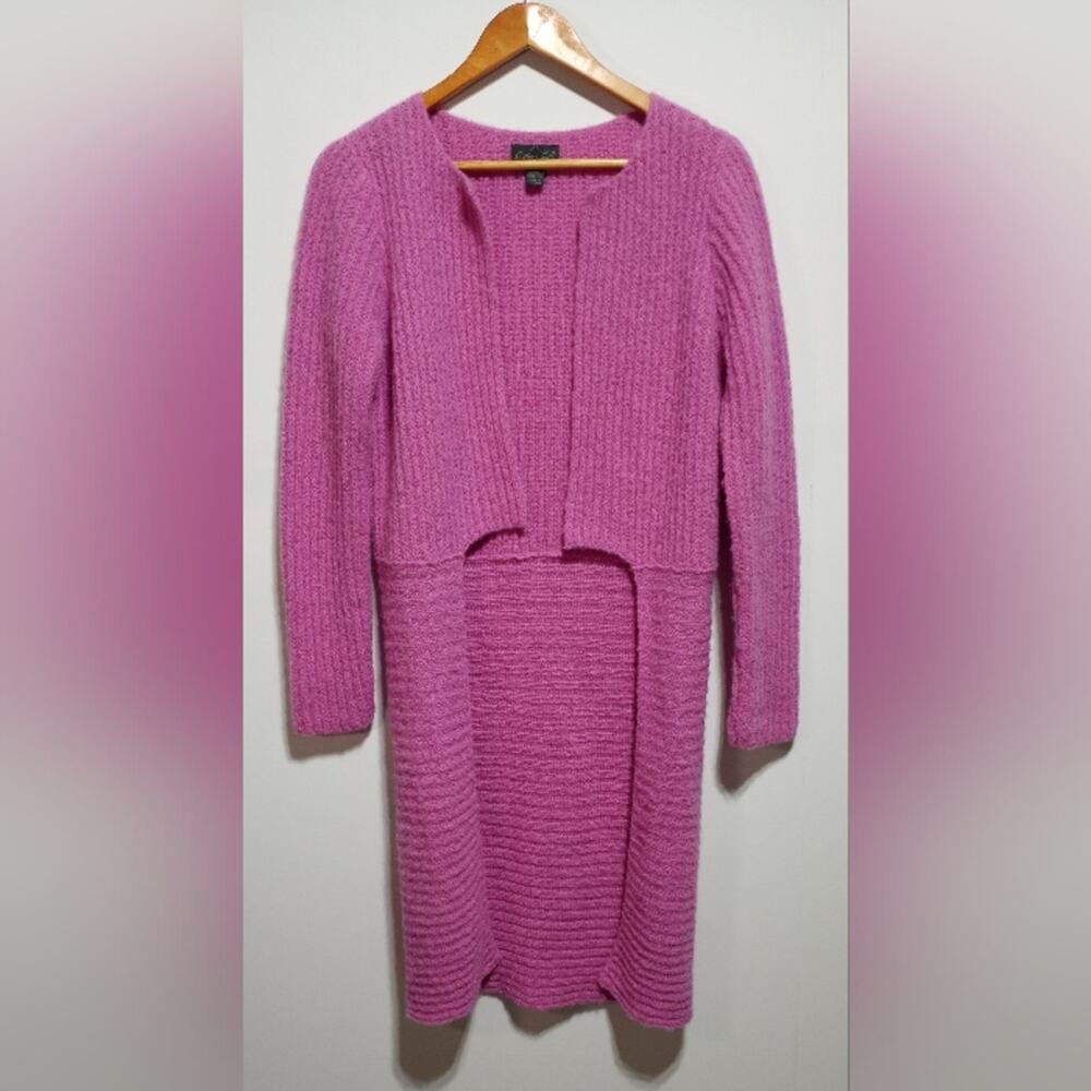 Classic Alpaca Purple Open Front Long Carnigan Sweater Size Medium